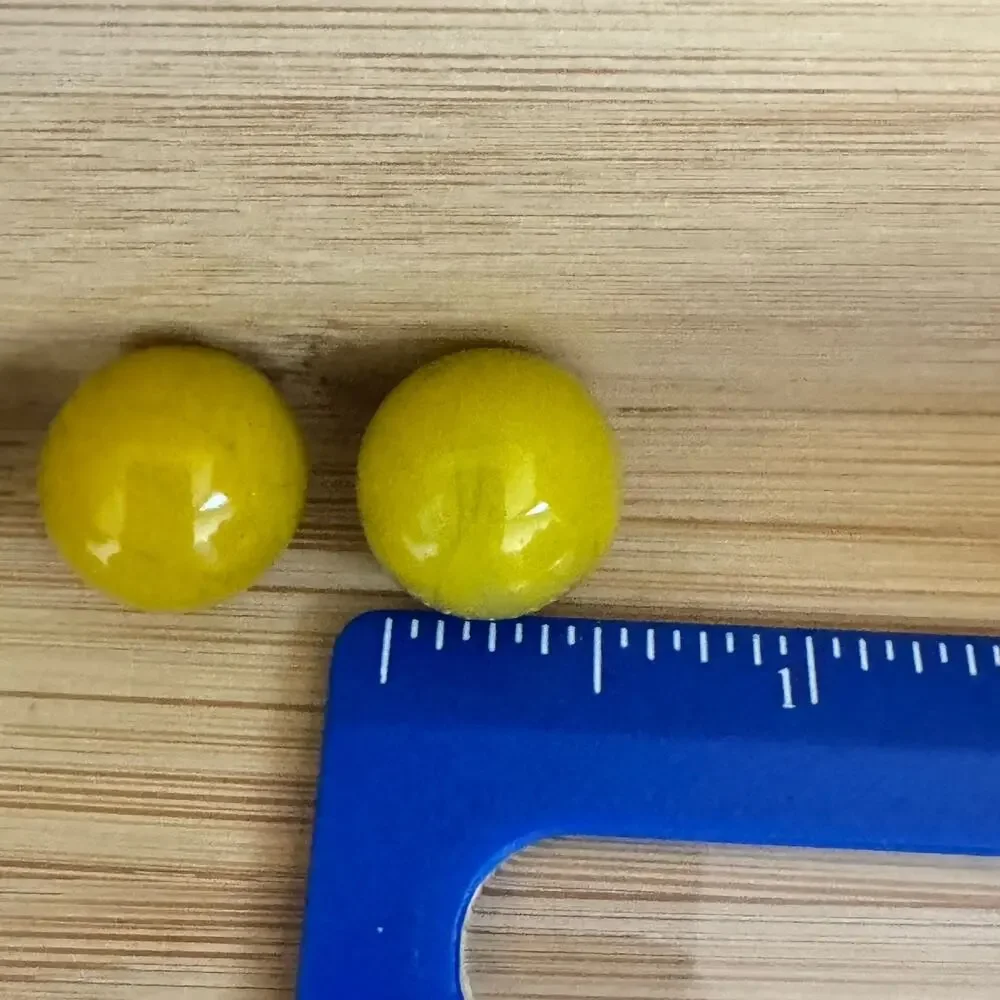 Lot Of 8 Yellow Glass Marbles Glows Orange Cadmium Vintage